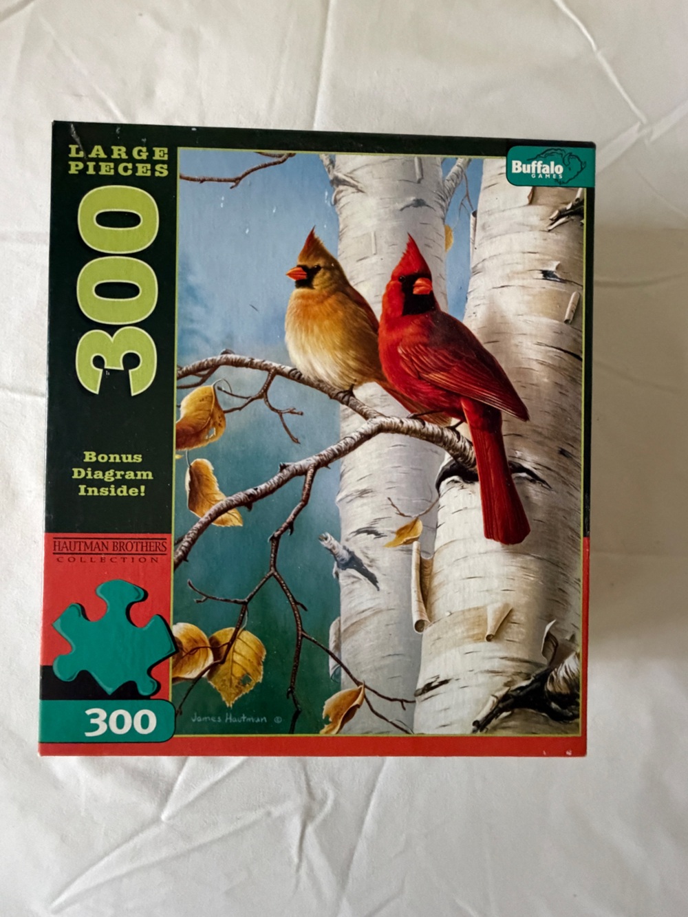300 pc large pieces - Buffalo David Bitton Red and Tan Cardinal Puzzle
